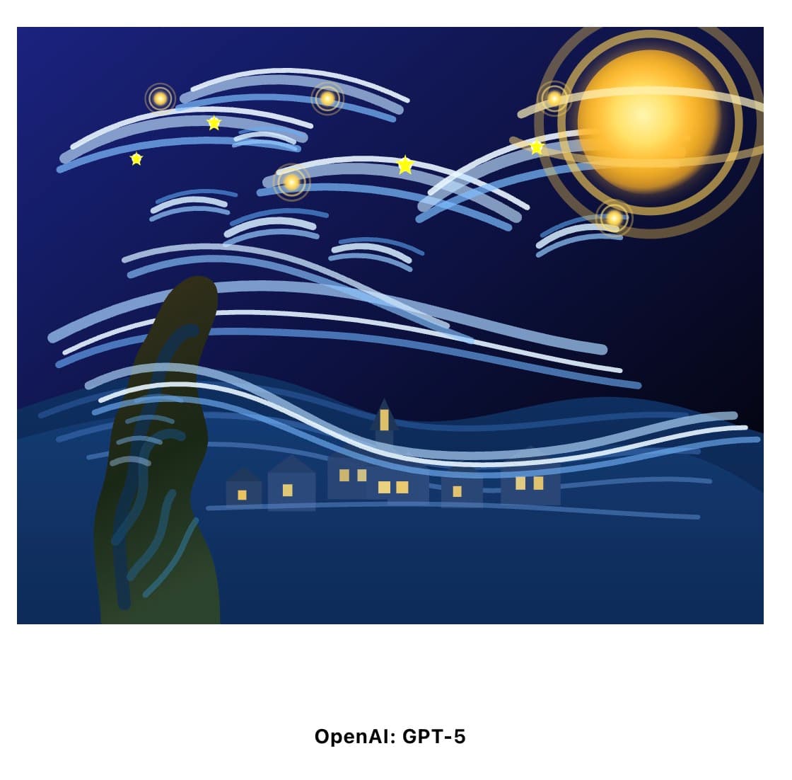 GPT-5's attempt at recreating Starry Night