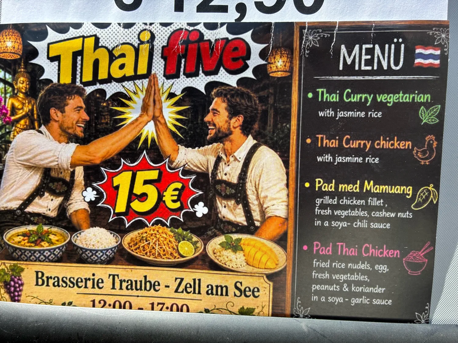 A Thai restaurant poster showing two nearly identical AI-generated diners
