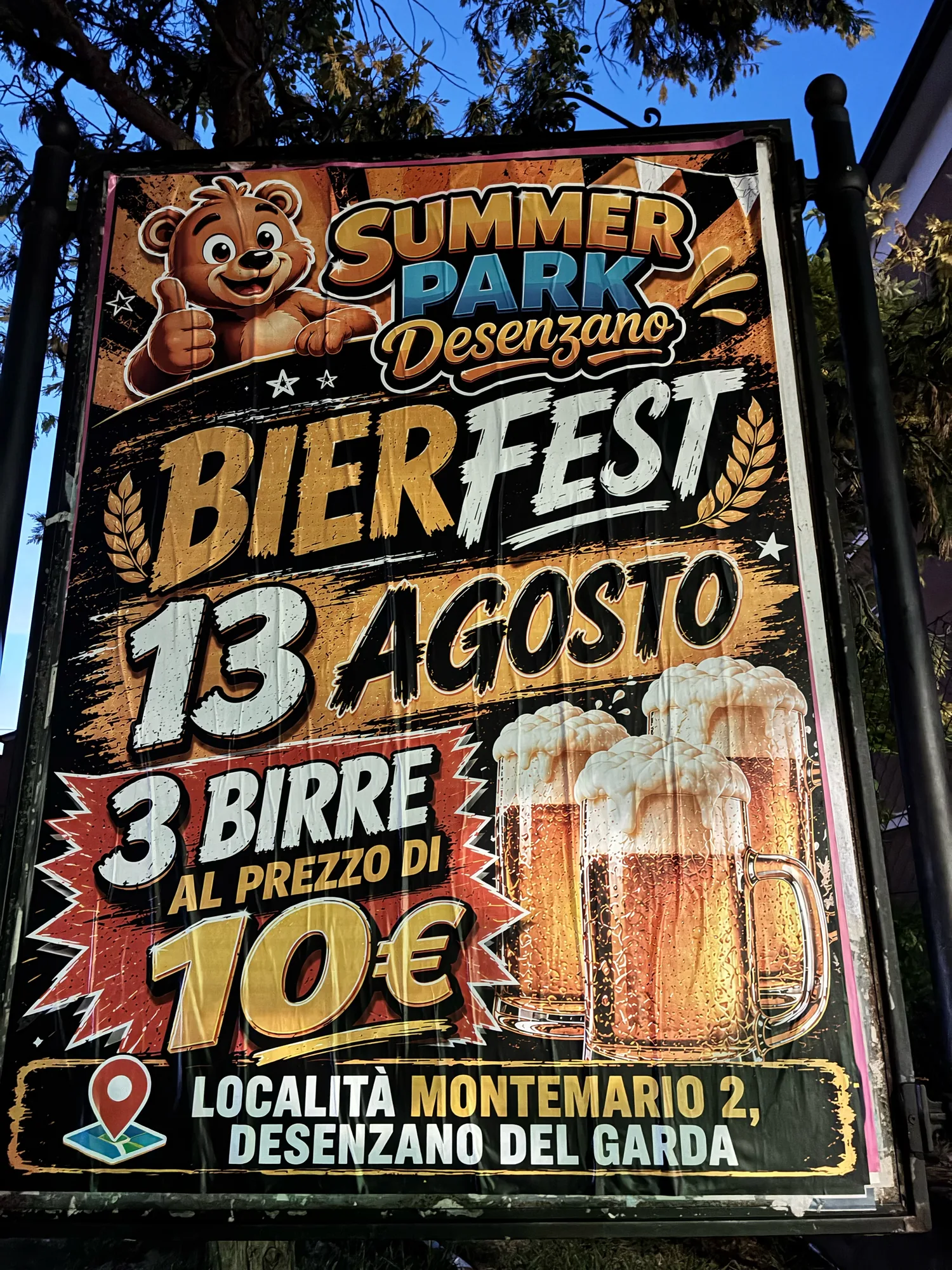 A Summer Park Bier Fest poster featuring AI-generated glasses of beer